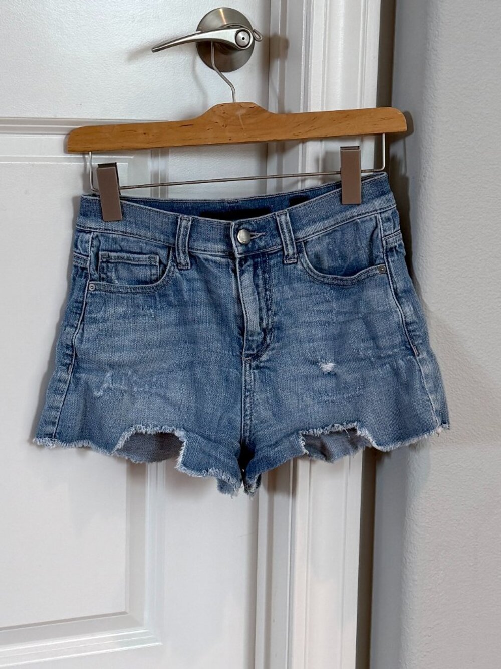 SP Black Label High Rise Cut Off Denim Jean Shorts Designer Distressed Sz 25